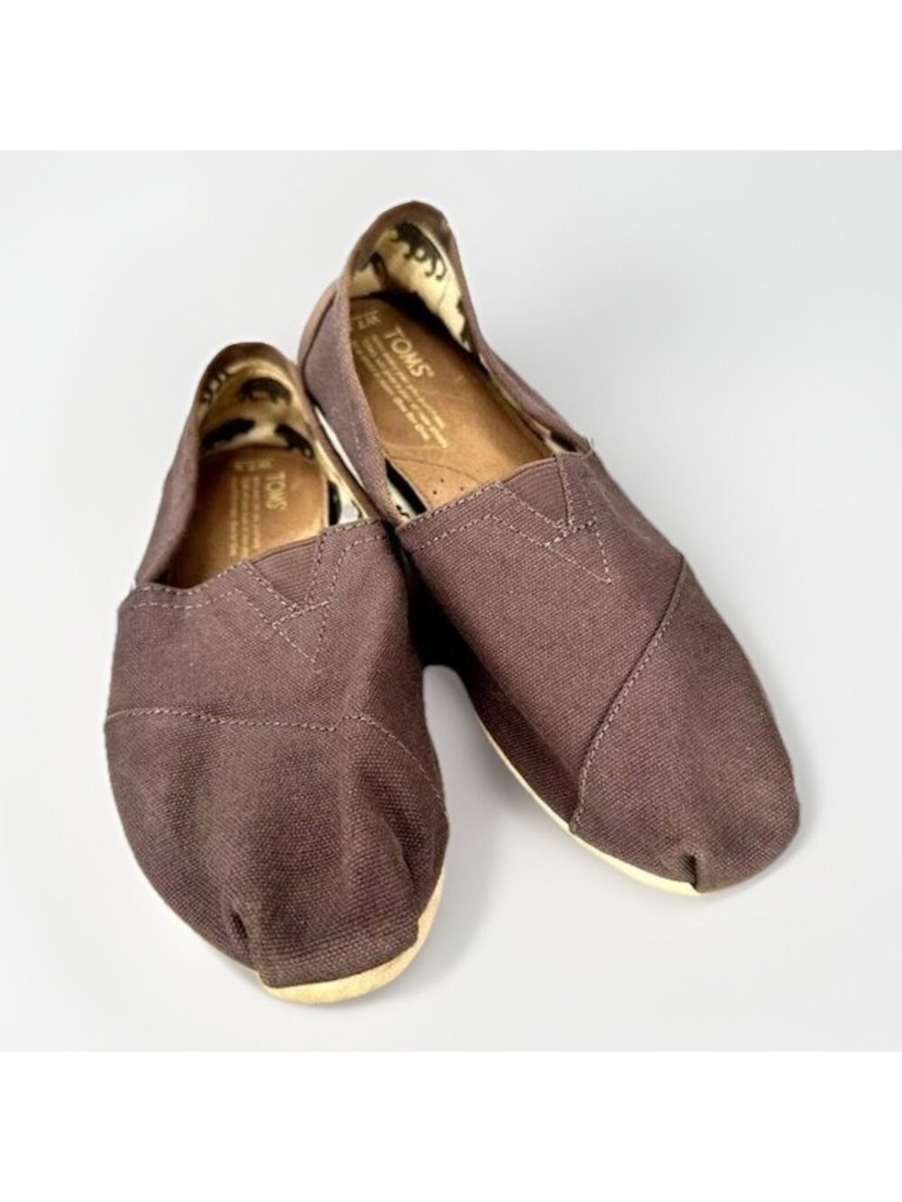 TOMS Womens 7.5 Gray Canvas Alpargata Slip On Flats Casual Comfort Classic